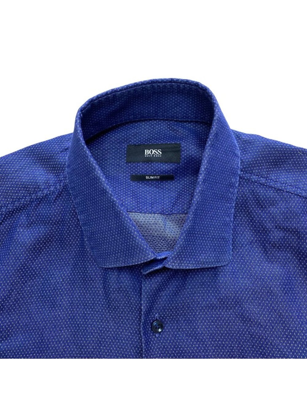 Hugo Boss Button Down Shirt Mens Size 39 15 1/2 Slim Fit Long SLeeve Blue Medium